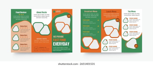 Restaurant trifold menu template design