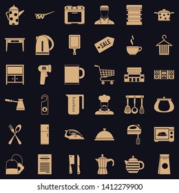 Restaurant utensil icons set. Simple style of 36 restaurant utensil vector icons for web for any design