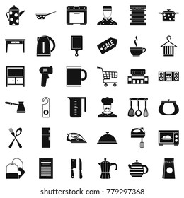 Restaurant utensil icons set. Simple style of 36 restaurant utensil vector icons for web isolated on white background