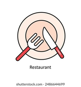 Vector de restaurante Esbozo relleno Ilustración de diseño. Símbolo sobre fondo blanco EPS 10 Archivo 