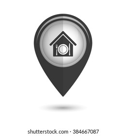restaurant - vector icon;   black map pointer