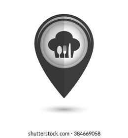 restaurant - vector icon;  black map pointer