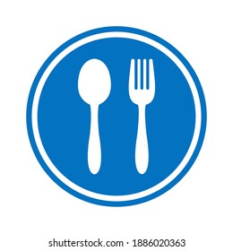 restaurant vector icon. food icon. Contains such Icons as fork and spoon in circle blue.