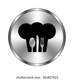 restaurant - vector icon;  metal button