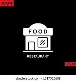 Icono del vector del restaurante sobre fondo negro. Ilustración icono plano para gráficos, interfaces de medios impresos y diseño web.
