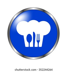 restaurant - vector icon on the blue button