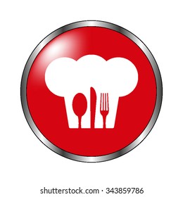 restaurant - vector icon  on the red button