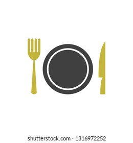 Restaurant vector icon. plate and utensils.