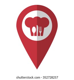 restaurant - vector icon; red map  pointer