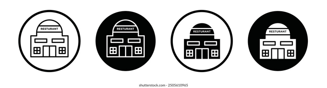 Restaurant vector icon set black filled and outlined style.