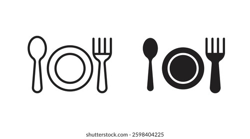 Restaurant vector icon set in black color.