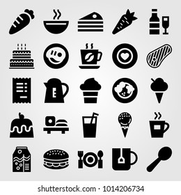 Restaurant vector icon set. coffee cup, orange juice, tea and cup