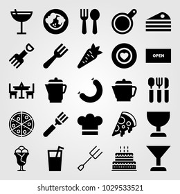 Restaurant vector icon set. cup, favorite, table and cocktail