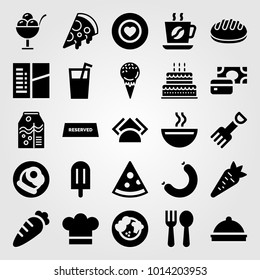 Restaurant vector icon set. favorite, cake, cutlery and breakfast