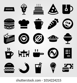 Restaurant vector icon set. invoice, pizza, payment and burger