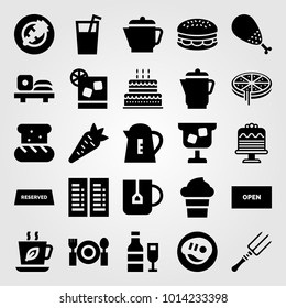 Restaurant vector icon set. menu, cocktail, open and burger