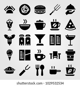 Restaurant vector icon set. napkins, cup, pie and coffee