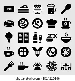Restaurant vector icon set. pan, table, napkins and breakfast