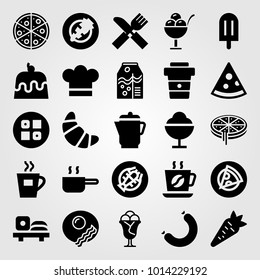 Restaurant vector icon set. pan, cake, coffee cup and tea