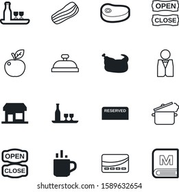 restaurant vector icon set such as: table, crispy, mug, man, pans, information, kitchen, strip, organic, person, fat, roasted, natural, bank, reception, beef, pictogram, morning, espresso, fattening