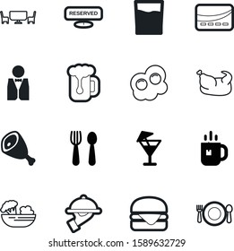 restaurant vector icon set such as: private, hot, reservation, froth, bread, pay, steel, lager, cheese, scrambled, ham, party, logo, omelette, reserved, coffee, banquet, butler, style, cutlery