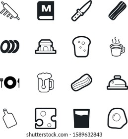 restaurant vector icon set such as: business, pile, hotel, army, metal, surface, reception, parmesan, stroke, chef, loaf, service, shape, artistic, brochure, water, toast, graphic, building, pastry