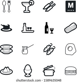 restaurant vector icon set such as: diner, icons, celebrate, party, pans, knife, pottery, cutlery, lid, easter, brown, paper, delicious, bun, dishware, nature, pan, stand, tropical, protein, cartoon