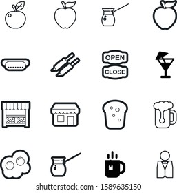 restaurant vector icon set such as: boutique, communication, liquid, wood, draught, facade, cup, gourmet, lunch, vegetable, uniform, banner, garden, landscape, american, plate, dish, cartoon, color