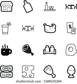 restaurant vector icon set such as: ingredient, label, retro, commerce, dish, paper, cashier, wood, city, template, billing, utensil, facade, vintage, decoration, cocktails, plate, shape, retail