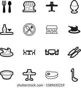 restaurant vector icon set such as: chef, equipment, protein, bbq, graphic, open, start, commerce, boutique, cow, kebab, element, wine, skewer, tenderloin, sale, awning, shish, boiled, chop, menu