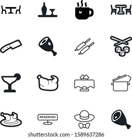 restaurant vector icon set such as: turkish, pepper, element, scotch, army, code, tuxedo, breakfast, green, reservation, seat, barbecue, pans, break, gala, icons, sushi, dinning, bottle, fill, asian