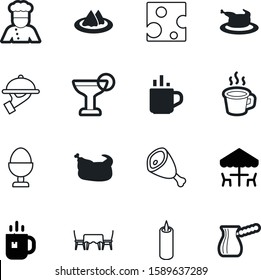 restaurant vector icon set such as: latte, pot, person, color, fire, cloche, glass, candle, heat, one, candles, party, umbrella, airport, martini, pork, ham, bar, protein, easter, snack, work, hand