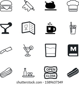 restaurant vector icon set such as: mug, bread, mojito, cuisine, bun, plate, rolling, knife, fast, roasted, brown, icons, communication, steel, straw, artistic, banner, green, old, professional