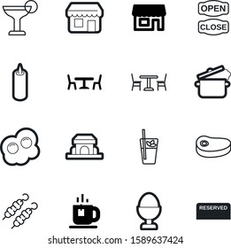 restaurant vector icon set such as: tea, communication, tropical, brown, kebab, chef, marinated, awning, birthday, flame, abstract, stick, beef, fruit, mug, utensil, turkey, shish, scrambled, company