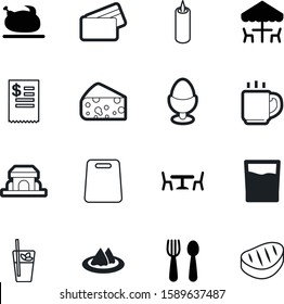 restaurant vector icon set such as: building, square, bill, store, office, steam, bank, grill, cut, egg, candle, holder, morning, cloth, water, tableware, diner, straw, cutting, caffeine, receipt