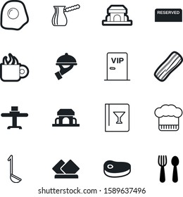 restaurant vector icon set such as: barrier, decoration, spoon, pork, furniture, bbq, tasty, soup, omelette, bakery, italian, theater, entrance, beef, smoked, waiter, serviette, reservation, gate