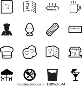 restaurant vector icon set such as: building, cappuccino, sale, city, chair, beer, reserve, cap, fork, cutlery, yolk, boiled, outdoor, break, message, smart, patio, wheat, strip, pastry, espresso