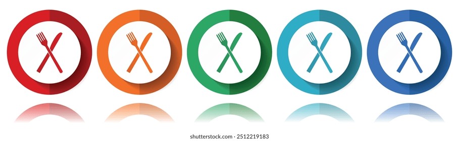 Restaurante ícones vetoriais, conjunto de ícone plano para design de logotipo, webdesign e aplicações móveis, coleção de botões coloridos da web em eps 10