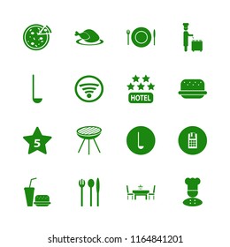 restaurant vector icons set. with pizza, hot chicken, burger and chef in set