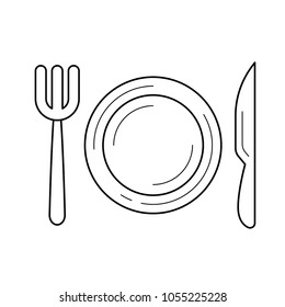 Restaurant vector line icon isolated on white background. Restaurant line icon for infographic, website or app. Icon designed on a grid system.