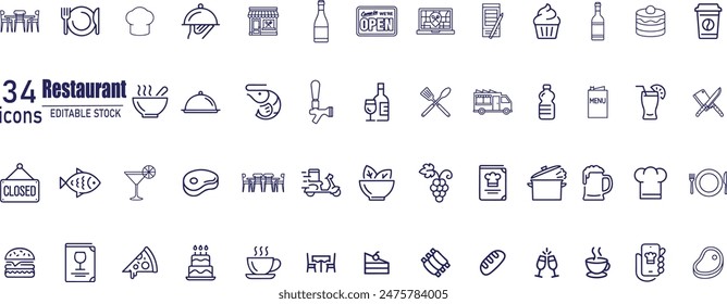 Restaurant vector line icons set. Food icon collection.