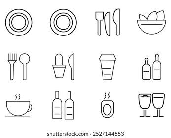 Conjunto de iconos de línea de Vector de restaurante. delgadas señales para el menú del restaurante.