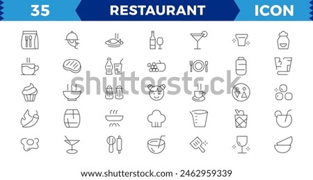Restaurant vector line icons set. Food icon collection. Thin signs for restaurant menu. Pixel perfect. Editable Strokes,Outline icons collection. Simple vector illustration.
