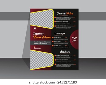 Restaurant vertical color food menu template design