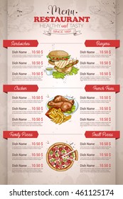 Restaurant vertical color menu