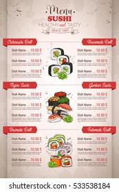 Restaurant Vertical Color Sushi Menu