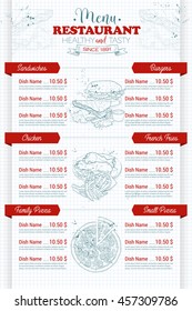 Restaurant vertical scetch menu