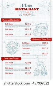 Restaurant vertical scetch menu