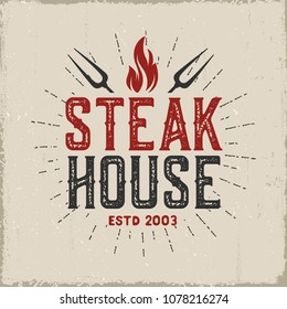 Restaurant Vintage Label.Vector illustration.