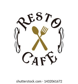 Restaurant vintage logo food and drink spoon and fork element.